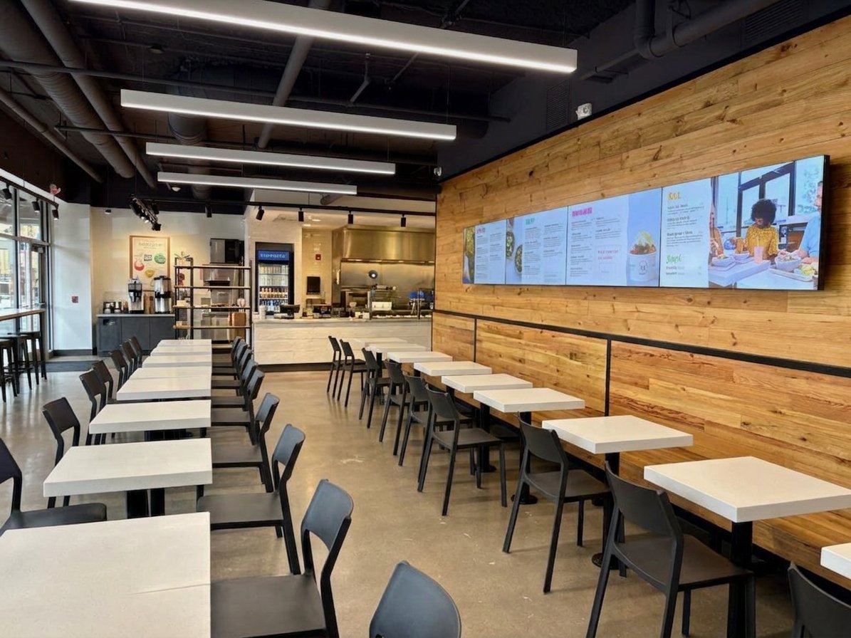 Honeygrow finished dining area, State College, PA